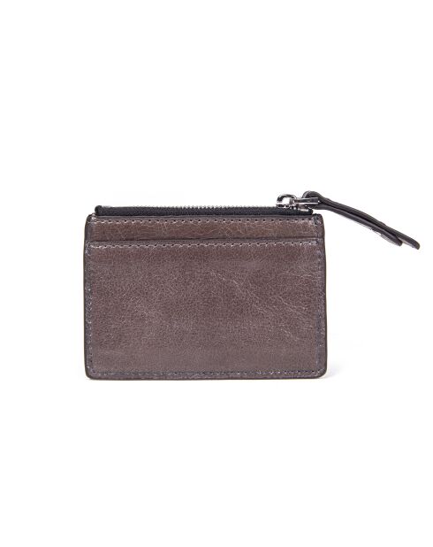 Porte-cartes et Porte-monnaie en Cuir Anyssa A palissandre - 10,5x7,5x0,2 cm