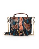 Emelyne SE leren mini kleine handtas bruin blauw beige - 9x11x4 cm