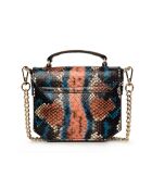 Emelyne SE leren mini kleine handtas bruin blauw beige - 9x11x4 cm