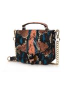 Emelyne SE leren mini kleine handtas bruin blauw beige - 9x11x4 cm