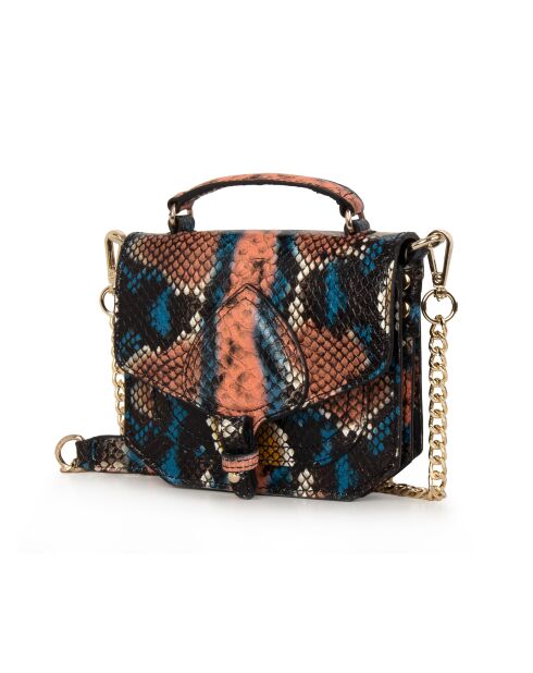 Emelyne SE leren mini kleine handtas bruin blauw beige - 9x11x4 cm