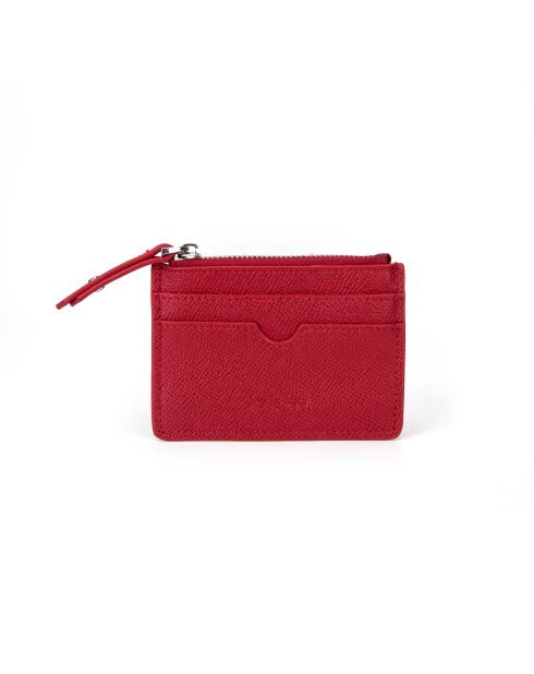 Porte-cartes/Porte-monnaie en Cuir Anyssa SA rouge foncé - 10,5x7,5x0,2 cm