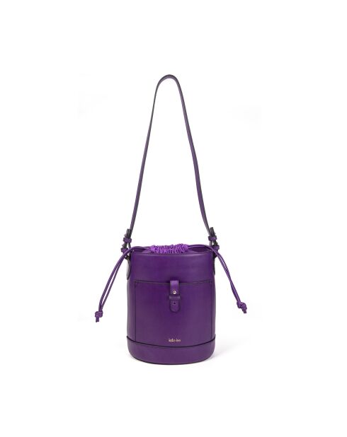 Louvre BAG JU Schultertasche aus Leder in Violett - 19x25x14 cm