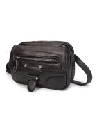 Hena Z zwarte leren schoudertas - 17,5x10x6 cm