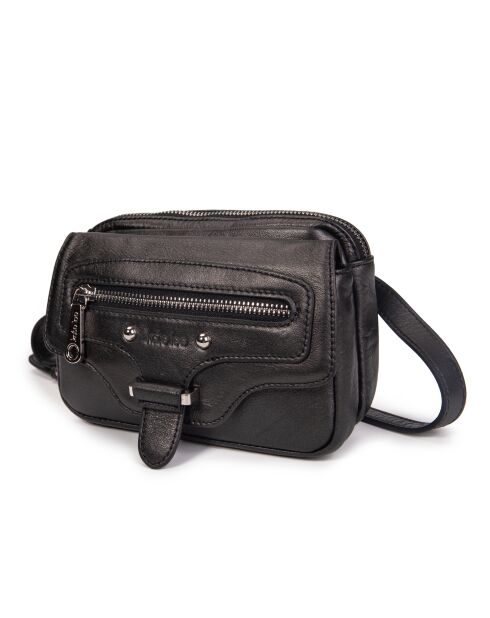 Hena Z Schultertasche aus schwarzem Leder - 17,5 x 10 x 6 cm