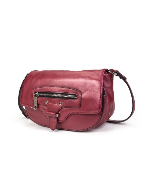 Enara Z karmijnrode leren schoudertas - 23x12x10,5 cm
