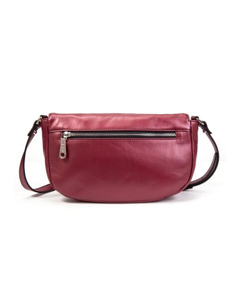 Enara Z karmijnrode leren schoudertas - 23x12x10,5 cm
