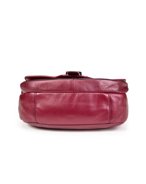 Enara Z karmijnrode leren schoudertas - 23x12x10,5 cm