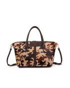 Julya Fur Leo Einkaufstasche, hellbraun, 34 x 27 x 16 cm