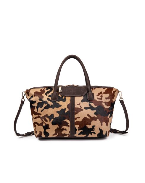 Julya Fur Leo Einkaufstasche, hellbraun, 34 x 27 x 16 cm