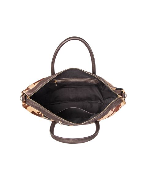 Julya Fur Leo Einkaufstasche, hellbraun, 34 x 27 x 16 cm