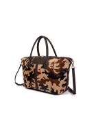 Julya Fur Leo Einkaufstasche, hellbraun, 34 x 27 x 16 cm