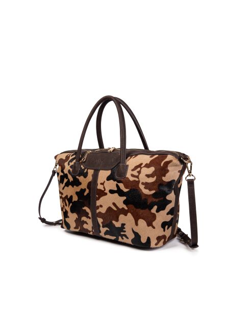 Julya Fur Leo Einkaufstasche, hellbraun, 34 x 27 x 16 cm