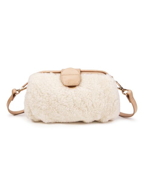 Marta FUR beige leren schoudertas - 24x13,5x8 cm
