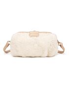 Schultertasche Marta FUR aus beigem Leder - 24x13,5x8 cm