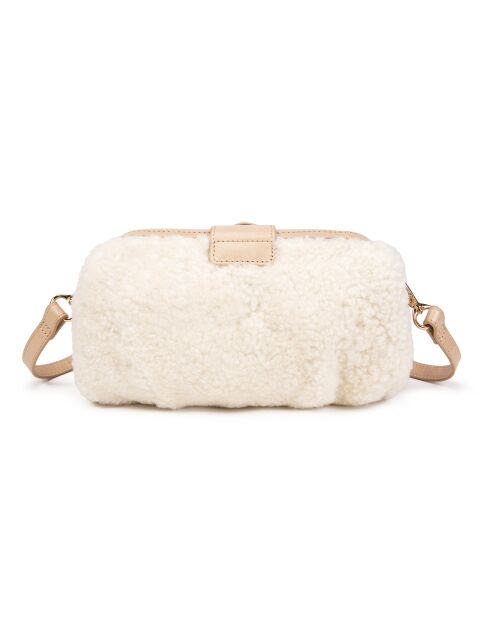 Marta FUR beige leren schoudertas - 24x13,5x8 cm