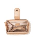Schultertasche Marta FUR aus beigem Leder - 24x13,5x8 cm