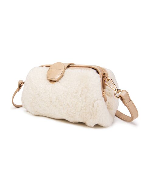 Marta FUR beige leren schoudertas - 24x13,5x8 cm