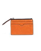 Anyssa Een oranje leren kaarthouder/portemonnee - 10,5x7,5x0,2 cm