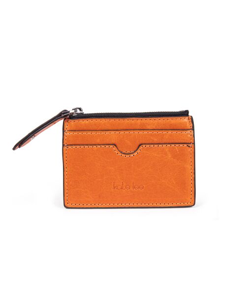 Porte-cartee/Porte-monnaie en Cuir Anyssa A orange - 10,5x7,5x0,2 cm