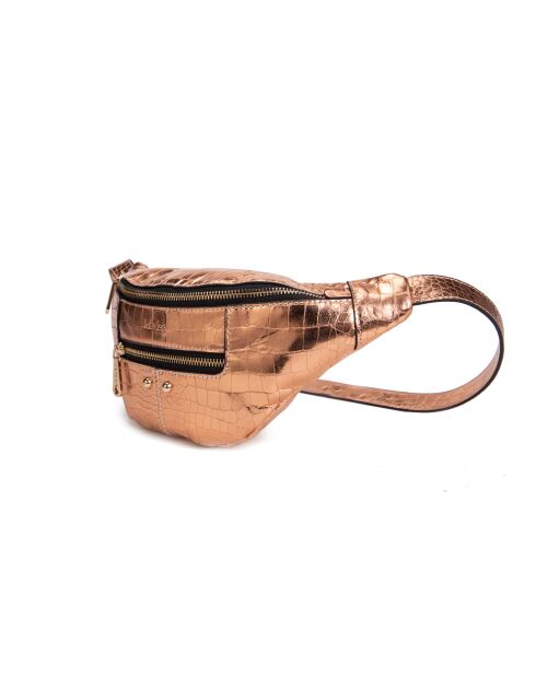 Riñonera de piel en oro rosa - 20x12x6 cm