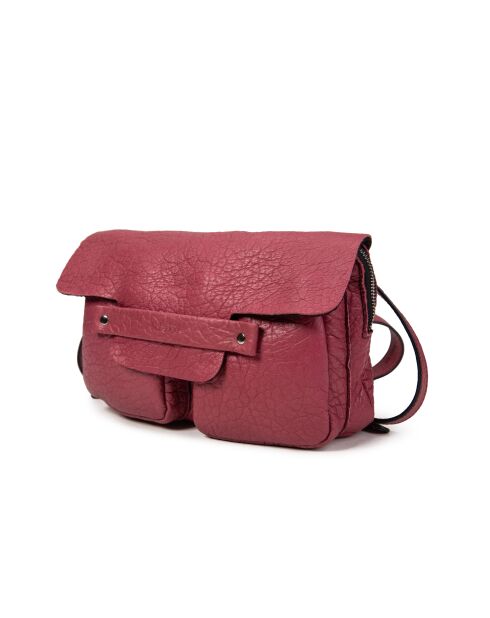 Lisia BU Schultertasche aus auberginem Leder - 27x19x4 cm