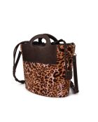 ST Tropez Fur Leo Lederhandtasche in Rosa — 28 x 25 x 14 cm