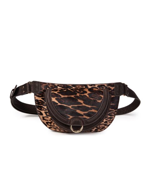 Ully Fur Leo Gürteltasche aus kamelfarbenem Rindsleder, 20 x 12 x 2,5 cm