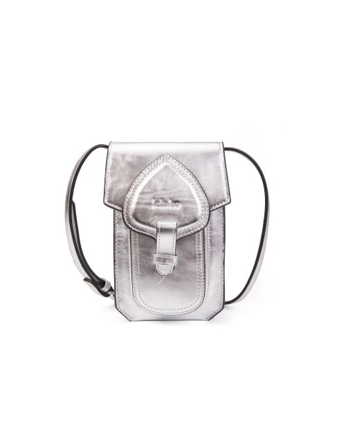 Pochette téléphone en Cuir Emelyne silver - 10x17x2,5 cm