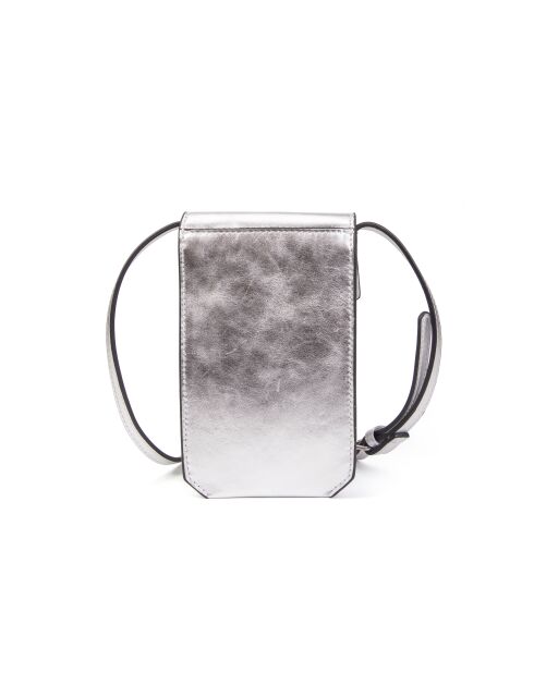 Pochette téléphone en Cuir Emelyne silver - 10x17x2,5 cm