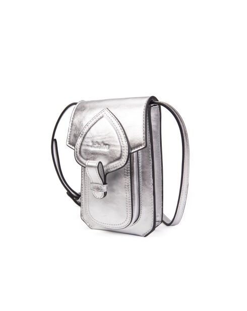 Pochette téléphone en Cuir Emelyne silver - 10x17x2,5 cm
