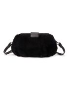 Marta Fur zwarte leren schoudertas - 24x13,5x8 cm