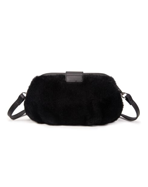 Marta Fur zwarte leren schoudertas - 24x13,5x8 cm