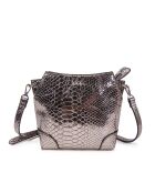 Borsa a tracolla Tane SE in pelle color argento lucido - 18x17x8,5 cm