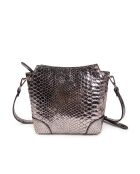 Borsa a tracolla Tane SE in pelle color argento lucido - 18x17x8,5 cm