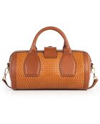 Flola Tresse Bowlinghandtasche aus Leder, 29 x 15 x 13,5 cm, Dunkelgold