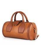 Flola Tresse Bowlinghandtasche aus Leder, 29 x 15 x 13,5 cm, Dunkelgold