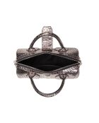 Flola SE glanzend zilveren leren bowlinghandtas - 29x15x13,5 cm