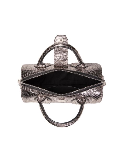 Flola SE Bowlinghandtasche aus glänzendem silberfarbenem Leder - 29x15x13,5 cm