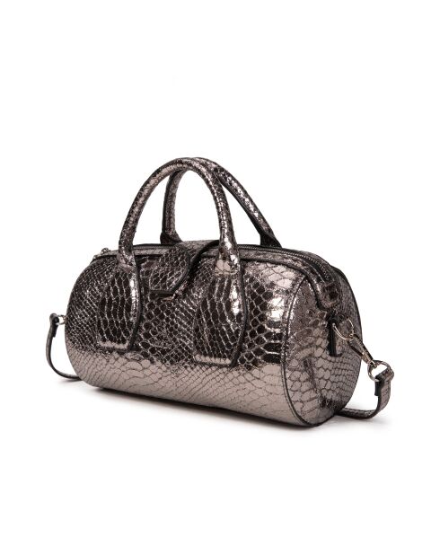 Flola SE Bowlinghandtasche aus glänzendem silberfarbenem Leder - 29x15x13,5 cm