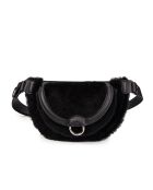 Ully Fur Gürteltasche aus schwarzem Rindsleder, 20 x 12 x 2,5 cm