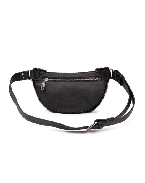 Ully Fur Gürteltasche aus schwarzem Rindsleder, 20 x 12 x 2,5 cm