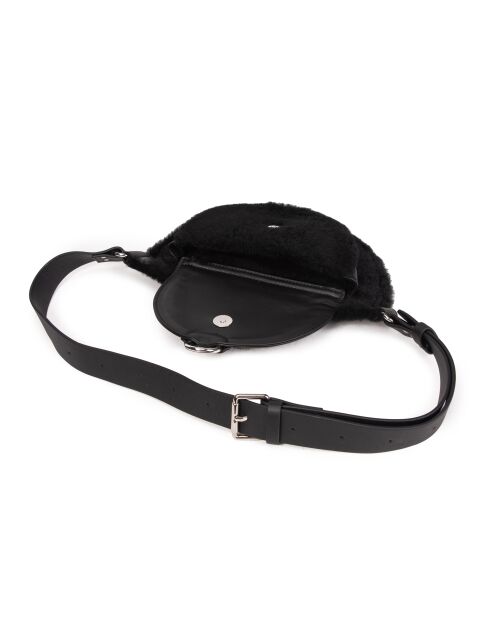Ully Fur Gürteltasche aus schwarzem Rindsleder, 20 x 12 x 2,5 cm