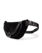 Ully Fur Gürteltasche aus schwarzem Rindsleder, 20 x 12 x 2,5 cm