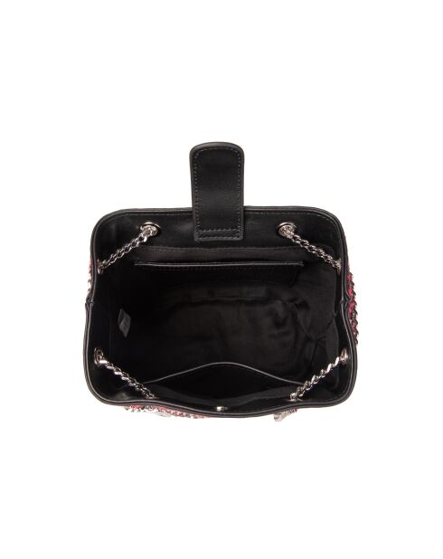 Mini Kacy fur leo fuchsia roze leren schoudertas - 17x17,5x8 cm