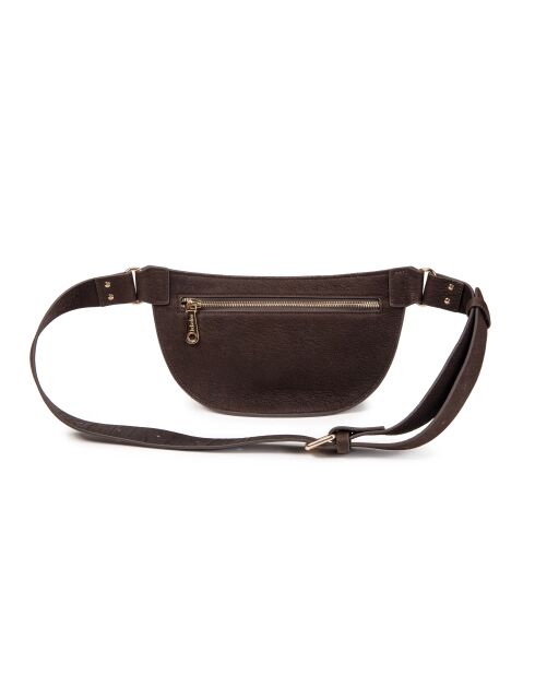 Sac banane en poills de vachette Ully Fur Leo écru - 20x12x2,5 cm