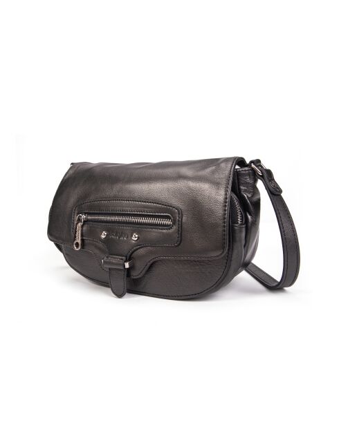 Enara Z Schultertasche aus schwarzem Leder - 23x12x10,5 cm