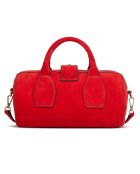 Flola V rode leren bowlinghandtas - 29x15x13,5 cm