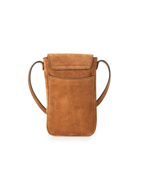 Pochette téléphone en Cuir Zelie V cognac - 11,5x17,5x1,5 cm