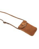 Pochette téléphone en Cuir Zelie V cognac - 11,5x17,5x1,5 cm